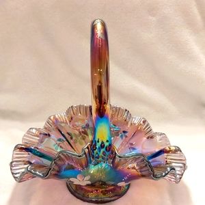 Fenton glass basket (Carnival Glass)